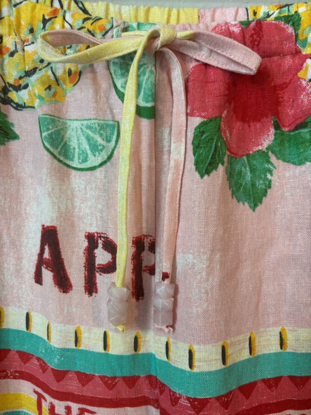NEW NWT Rachel Zoe Pink & Yellow Tropical Print Wide Leg Linen Blend Pants - Picture 6 of 9